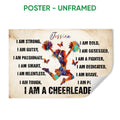 Unframed cheerleading poster featuring a colorful jumping cheerleader and inspirational design