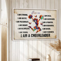 Cheerleading wall art displayed in a bright room with white wood walls and natural decor