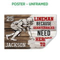 Unframed football poster showing a crouching player with bold red, black, and white sports typography