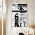 Volleyball daughter wall art displayed in a bright home interior with natural wood framing