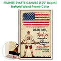 Framed matte canvas hockey wall art shown with a natural wood frame and close-up edge detail