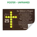 Unframed softball poster featuring a wooden cross made from softballs and an athlete prayer design