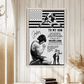 Wrestling wall art displayed in a bright wood-paneled room with a father and son inspirational theme