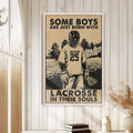 Lacrosse wall art displayed in a bright room with white wood paneling and natural decor