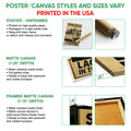 Lacrosse wall art poster and canvas format guide showing the available presentation options