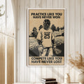 Lacrosse wall art displayed in a bright room with white paneled walls and natural wood decor