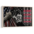 Framed softball wall art featuring a batter against a distressed patriotic background