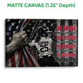 Matte canvas softball wall art with a wrapped edge and distressed red, white and blue design