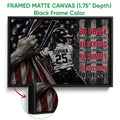 Framed softball canvas wall art shown with a black frame and detailed edge close-up