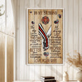 Romantic firefighter wall art displayed in a bright home with white wood walls and natural decor