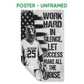 Unframed lacrosse poster featuring a black and white player illustration with bold motivational artwork