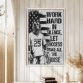 Lacrosse wall art displayed in a bright wood-paneled room with neutral decor and a natural wood frame