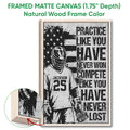 Natural wood framed lacrosse canvas wall art with a distressed flag motif and close-up frame detail
