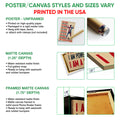 Poster and canvas wall art option guide showing unframed poster, canvas, and framed canvas formats