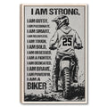 Framed motocross wall art featuring a helmeted dirt bike rider and bold black-and-white design