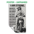 Unframed motocross poster featuring a dirt bike rider, rocky trail, and bold inspirational typography