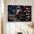 Motocross framed wall art displayed on a light wood-paneled wall in a home interior