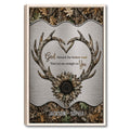 Framed hunting wall art with camouflage antlers, sunflower design and faith-inspired romantic artwork