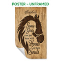 Unframed horse poster featuring a dark horse silhouette and woman profile on a rustic wood-style background