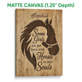 Matte canvas horse wall art with a dark horse silhouette and warm wood-inspired design