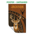 Unframed hunting poster featuring a detailed deer in the woods with antlers and warm brown artwork