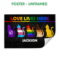 Unframed LGBT poster with colorful pride flag cats and bold rainbow-inspired artwork