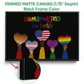 Black framed LGBT canvas featuring pride hearts, inclusive messaging, and vibrant rainbow colors