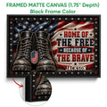 Framed veteran wall art shown with a black frame and a close-up view of the dimensional edge