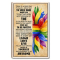 Framed LGBT wall art with colorful rainbow-inspired watercolor petals and uplifting typography