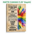 Matte canvas LGBT wall art with rainbow-inspired watercolor petals and uplifting black typography