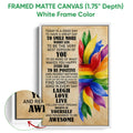 Framed LGBT canvas wall art shown with a white frame and vibrant watercolor petal design