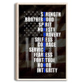 Framed police wall art with a distressed American flag background and bold blue, white, and gray service lettering