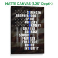 Matte canvas police wall art with a distressed flag background and prominent blue and white lettering
