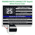 Framed police officer prayer canvas shown with a white frame and close-up frame detail