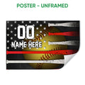 Unframed softball poster featuring a yellow softball, layered bats, stars, and bold dark red and white artwork