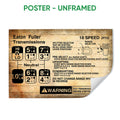 Unframed poster wall art with a vintage brown truck transmission gear-shift diagram