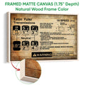 Natural wood framed canvas wall art with a vintage industrial truck transmission design