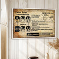 Framed trucker wall art displayed in a bright rustic room with white wood paneling