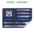 Unframed police poster featuring a blue and silver star-spangled flag design