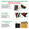 Poster and canvas wall art options guide showing unframed poster, canvas and framed canvas formats