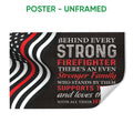 Unframed firefighter poster featuring a distressed black, white and red flag-inspired design