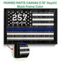 Framed police prayer canvas wall art shown with a black frame and close-up edge detail
