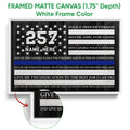 Framed police officer prayer canvas wall art shown with a white frame and close-up detail