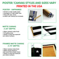Police wall art format guide showing poster, matte canvas, and framed matte canvas presentation options