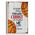 Framed basketball wall art with orange basketballs, wood texture, and a faith-inspired motivational design