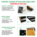 Poster and canvas wall art options featuring a thin blue line police flag design