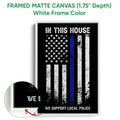 White framed canvas police support wall art with a distressed stars and stripes design