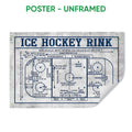 Unframed poster featuring a detailed ice hockey rink layout in navy and gray