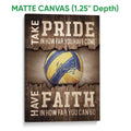 Matte canvas volleyball wall art with a blue and yellow ball and rustic wood-inspired design