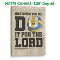 Matte canvas volleyball wall art with bold sports lettering, blue and gold colors, and a vintage text background